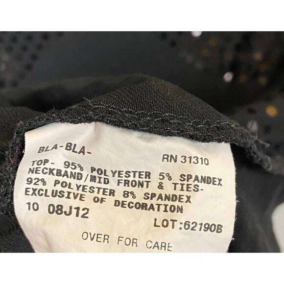 B Wear VTG Black Sequin Baby Doll Whimsigoth Witchy Goth Cap Sleeve Top Medium - Picture 11 of 12